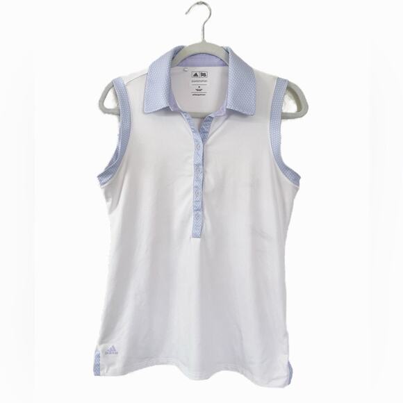 Adidas Pure Motion White/Blue Polo Golf Tank Top Size Medium - Picture 1 of 7